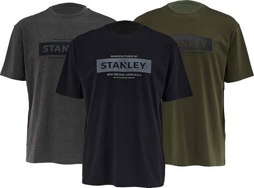 Image of STANLEY Hampton Tee Shirts Triple Pack - Black, Grey, Olive (UK, Alpha, L, Regular, Regular, Black/Grey/Olive)