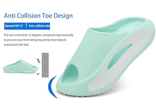 Slide Sandals Men Women Platform Comfortable Slippers Non-Slip Lightweight Shower Shoes,Light Green 8-8.5 Women/7-8 Men3