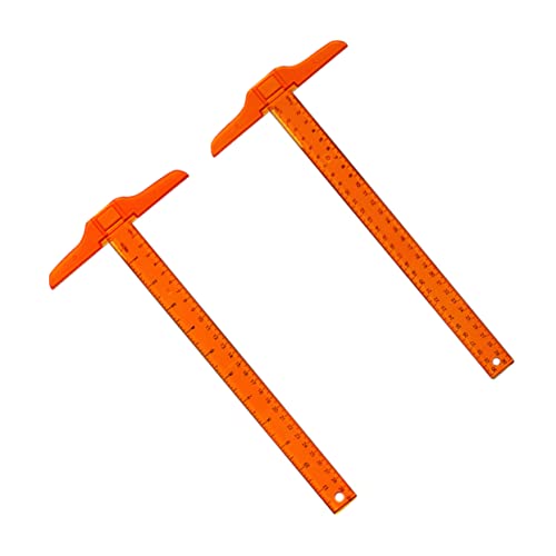 Dulcicasa T定規 2個セット 30cm プラスチック製 オレンジ ? T字型スケールツール 両面メートルインチ表示 製図 レイアウト作業用