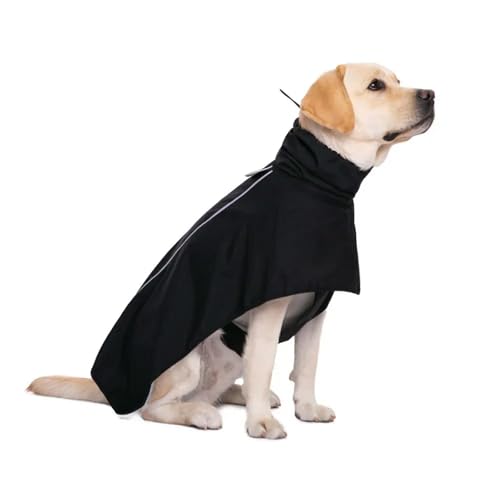 CMZYBBD Hunderegenmantel Hund Regenmantel Mit Kapuze Regen Poncho Hund Outdoor Reflektierende Regenjacke Haustier Hoher Kragen wasserdichte Kleidung Für Mittelgroßen Hunden-schwarz-6xl