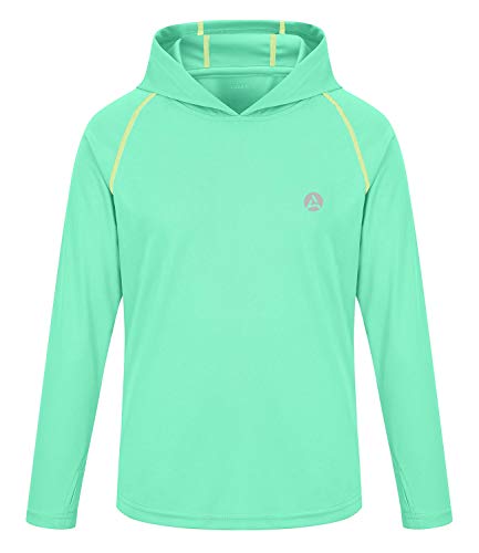 Image of Boys Grils Long Sleeve Sun Shirts UPF50+ Hoodie Thumbhole Rash Guard Quick Dry Atheltic Hiking Workout Water Playing