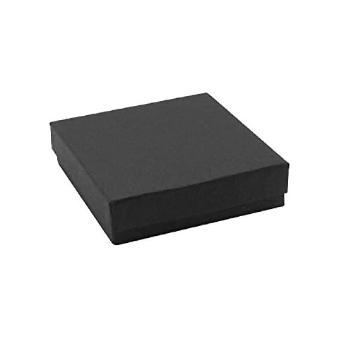 12 Pack Cotton Filled Black Matte Paper Cardboard Jewelry Gift and Retail Boxes for Valentine's Day 3 X 3 X 1 Inch Size by R J Displays Cover