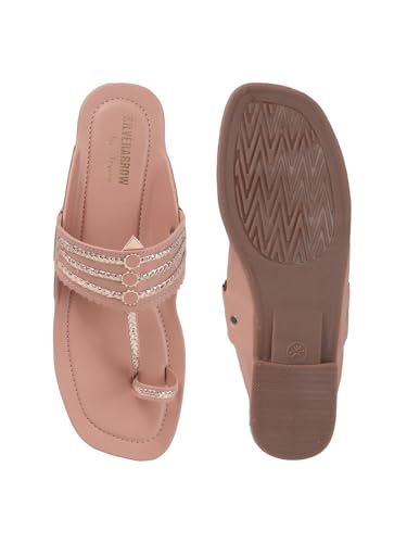 Image of SilverArrow Women's Desi Bloom Fashion Sandals|Kholapuri Style Flat with Open Back |Casual Wear