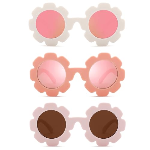 Image of Hycredi Flexible Bendable Flower Baby Polarized Sunglasses with Strap for Newborn Infant Girls Age 0-24 Months