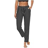 Women Straight Leg Joggers Stretch Lightweight Cropped Jogging Bottoms Ladies Drawstring Tracksuit Bottoms with Pockets Comfortable Casual Workout Yoga Sport Gym Pants Sweatpants