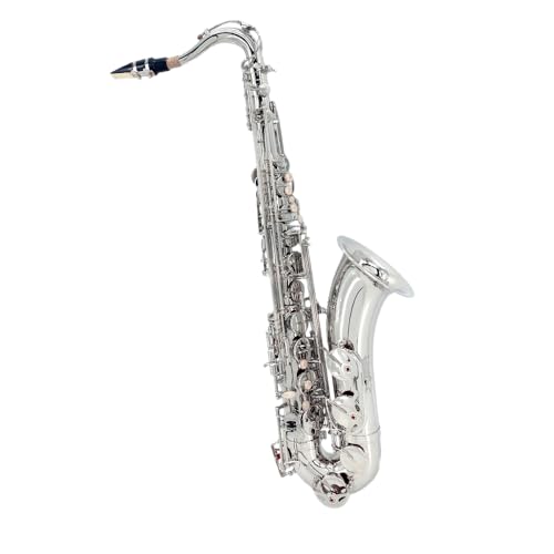 Image of Tenor Saxophone Complete Kit w /Case, Mouthpiece, 10pc Reeds, Professional B Flat Tenor sax, Gold Brass Lacquer, Rich, Warm Tone for Jazz & Classical, Ideal for Students to Pros(Silver)