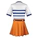 Nami Dress Cosplay Costume - Girls Live Action T-Shirt & Pleated Skirt with Belt - Halloween Set (Color: Nami, Size: Large)