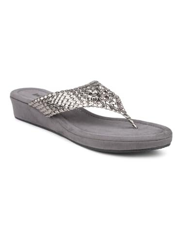 INC.5 Women Pewter Textured Embellished Wedges Heels (B0CKM265SF) Amazon Price History, Amazon Price Tracker