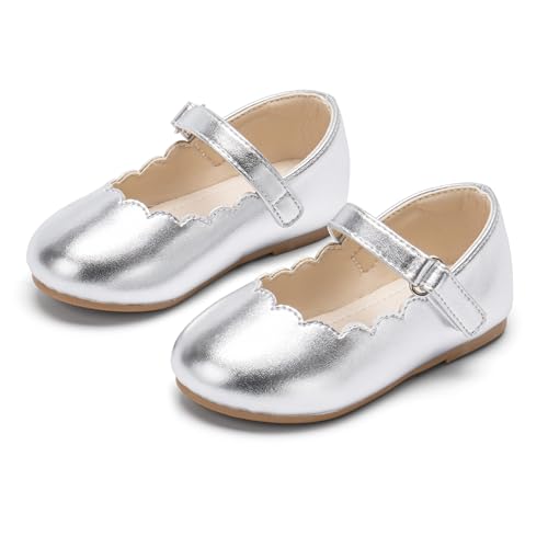 Image of PHIRAMIN Toddler Flower Girl Glitter Dress Shoes Little Girl Ballet Flats Bow Wedding Party
