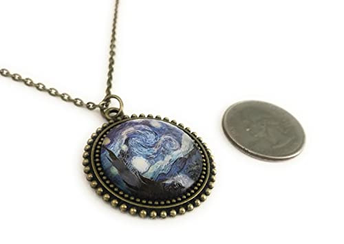 Van Gogh Starry Night Necklace For Women - Antique Brass - Classic Art #TOP4