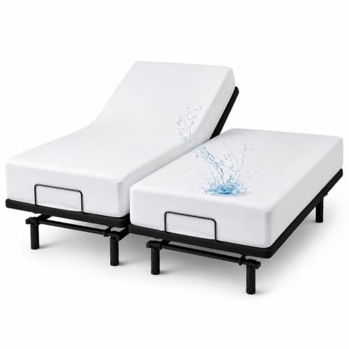 Image of 1 Pack Split King Mattress Protector Waterproof Cover for Adjustable Bed