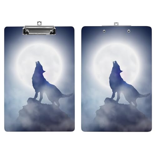 Porte document avec clip Loup Blanc De La Lune planchettes A4 rigides