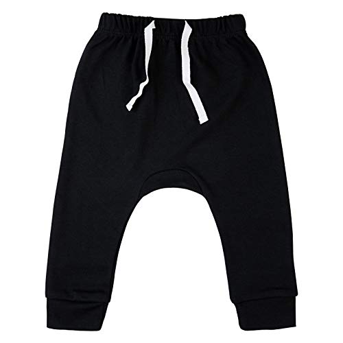 SOBOWO Newborn Baby Boy Girl 3-Pack Joggers Infant Baby Cotton Harem Pants for Toddler Boys Girls 0-3T Interlock 195 GSM2