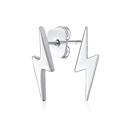 Delicate Minimalist Geometric Zig Zag Flash Lightning Bolt Stud Earrings For Women For Teen 925 Sterling Silver