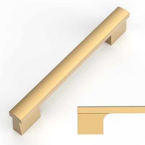 Amerdeco 10 Pack Champagne Bronze Cabinet Pulls 5 Inch(128MM) Hole Centers Kitchen Cabinet Handles Hardware Kitchen Handles for Cabinets Cupboard Handles Drawer Pulls ZH0026