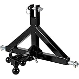 Attelage 3 Point Tracteur 3-en-1: Récepteur 5 cm,crochet de remorquage intégré et 3 boules (1-7/8