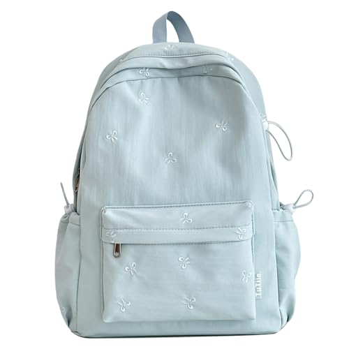 Bowknot Backpack Adjustable Strap Bookbags for Girl Women Travel (Blue)