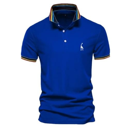 Männer-Poloshirt Mit Kurzen Ärmeln Aus Baumwoll-Piqué,reguläre Passform Herren T-Shirt Beiläufige Taste Klassisch Lässig Tee Top (Color : #10, Size : M 60-70 kg) Cover