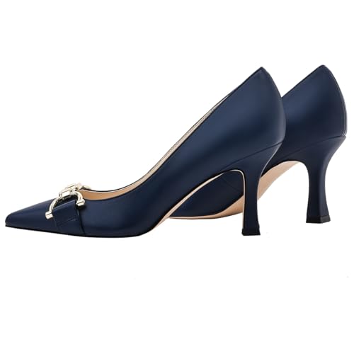 Image of Women's Closed Toe High Heels Dress Pointed Toe Wedding Pump Shoes Prom Bridal Work Office Pumps for Women