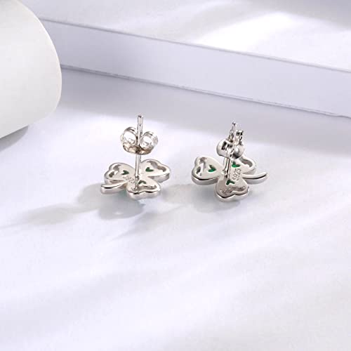 925 Sterling Silver Clover Stud Earrings Shamrock Irish Ear Studs St Patricks Day Jewelry Gifts for Women4