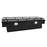 COOLBAG Crossover Tool Box 63'x20'x15' Waterproof Lockable Aluminum Black Truck Storage Box with Luggage rack For Pickup,Truck Bed, RV, Trailer,Heavy Duty Organizer Black Truck Chest Toolbox