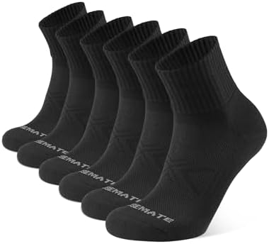 CLOSEMATE 6 Pack Mens Ankle Athletic Socks Cushioned Running Sports Cotton Quarter Socks