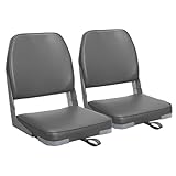 ERGOSEAT Low Back Boat Seats Fold-Down Fishing Boat Seat with Backrest Foldable Boat Chair Marine Bass Jon Boat Seats Canoe Seat, 2 Pack, Dark Gray