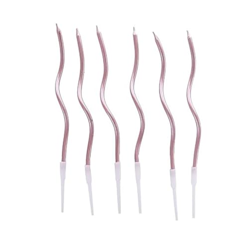 Image of Wanna Party Twisty Metallic Pink Spiral Candles - 6pc, Twisty Candles for Birthday, Baby Shower, Wedding Party & Cake Decoration, Pink (Pack of 2)