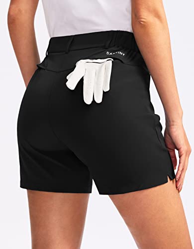 Santiny Women's 4.5'' Golf Shorts With 4 Pockets Lightweight Quick Dry Outdoor Hiking Shorts For Women Casual Summer(Black_M) #TOP1
