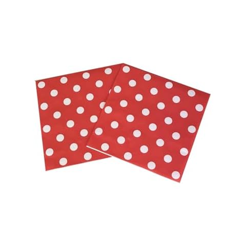AYAROS 40pcs RED Polka Dots Guest Disposable Dinner Napkins Paper Hand Easter Cocktail Picnic Napkins for Wedding Baby Shower Birthday Graduation Party Supply 6.5" Cover
