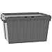 Akro-Mils 39120 Industrial Plastic Storage Tote with Hinged Attached Lid, (21-Inch L by 15-Inch W by 12-Inch H), Gray, (6-Pack)