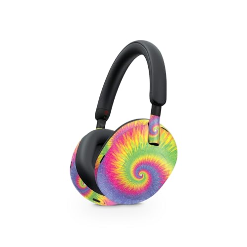 Image of MightySkins Glossy Glitter Skin Compatible with Sony WH-1000XM5 Headphones - Vibrant Tie Dye | Protective, Durable High-Gloss Glitter Finish | Easy to Apply