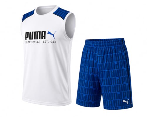 Image of PUMA Active Boys Shorts Set - 2 Piece Dry Fit Sleeveless Basketball Boys Athletic Shirts and Boy Shorts Matching Set (4-16)