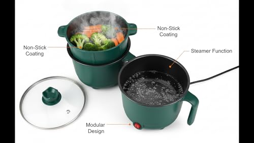 Image of Electric Multipurpose Pot, 1.5L, Non-Stick Interior Multipurpose Electric Kettle with Ceramic Coating | 600W Portable Electric Kettle | Multi Kettle for Water, Milk, Egg, Tea, Coffee, Hostel