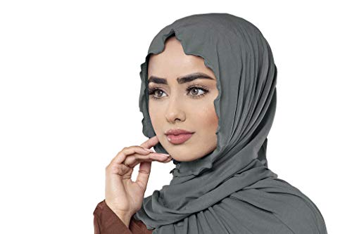 Hijab en mousseline de soie Noor grand foulard de qualité supérieure gris