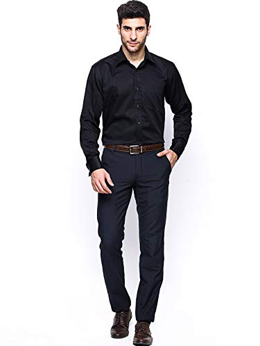 Image of Hancock Solid Pure Cotton Slim Fit Shirt Black