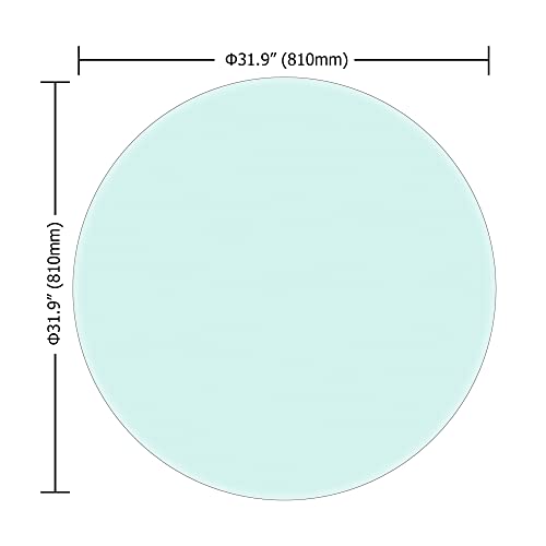 LOPOO 32-Inch Round Clear Tempered Glass Table Top, 1/2\" Thickness with Beveled Edges, Elegant Polished Finish for Tables