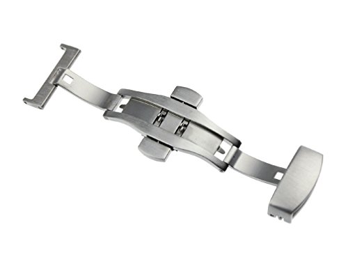 RECHERE Brushed Matte Push Button Butterfly Deployment Clasp for Leather Watch Band Strap