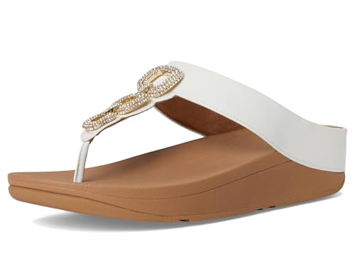 Image of FitFlop Women's Fino Classic Crystal-Chain Leather Toe-Post Sandals