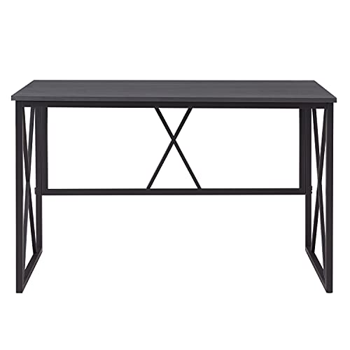Image of Leick Home Collapsible X Desk, 48 inch, Gray Herringbone, Matte Black