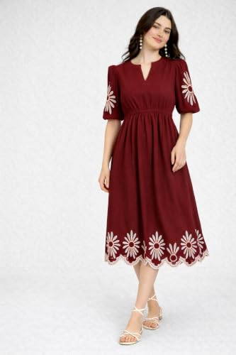 Image of JULEE Women's Rayon Embroidered Dress Butta Dress-BAC