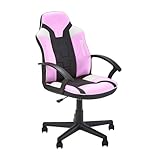 X-Rocker Saturn Office Chair, Mid Back Ergonomic Gaming Chair with Armrest, Computer Swivel Chair with Back Support, Adjustable Height, Comfortable Chair for Young Adults and Teens - PINK