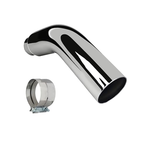 Universal 4 to 6 Exhaust Elbow Pipe with Steel Clamp - Silver Chrome or Black Painted for Car Truck & Diesel