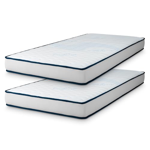 Naturalex - Pack x2 Colchones Viscoelásticos 90x190 cm - Altura 15 cm - Visco-Carbone Promo - Espuma HR y Látex - Adaptable, Ergonómico, Suave, Hipoalergénico - Soporte Equilibrado