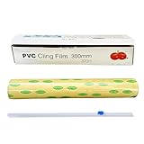 Tezraftaar® 2 x PVC Cling Film 300mm x 300m 12" Clear Catering Kitchen Cling Film Food Wrap Roll with Sharp Cutting Edge for Keep Food Fresh Long Time