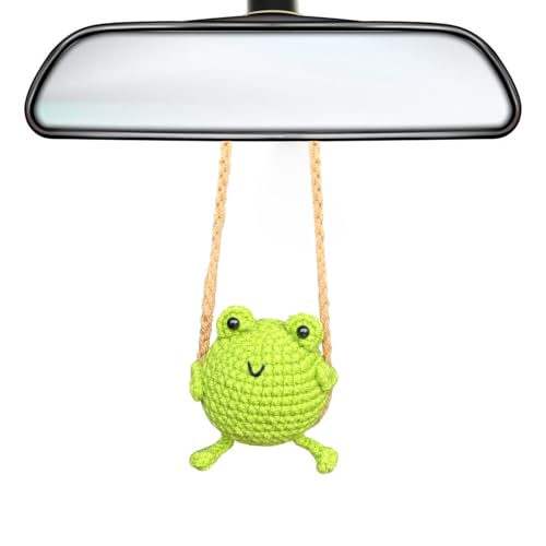 KIAYOO Pendentif de Rétroviseur de Voiture Grenouille Tricotée, Décoration Voiture Mignonne pour Rétroviseur, Accessoire Intérieur Voiture Cadeau d'Anniversaire...