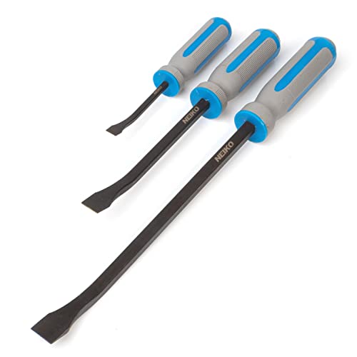 NEIKO 00251A Pry Bar, 3 Piece Angled Tip Pry Bar Set, 8