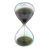 CNCJ Sand Timer 15 Minute Hourglass, Black Sand Clock, Sand Watch 15 Min, Hourglass Sand Time with 7 Colored Glass, Large Hour Glass Sandglass, reloj de Arena 15 minuto for Office Decoration
