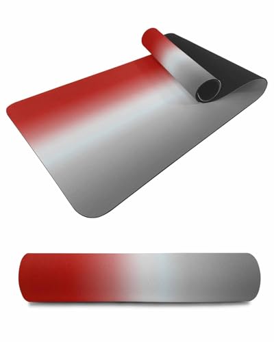 Debedcor Heat Proof Table Pads Waterproof Decorative, Red Gray Ombre Non-Slip Table Countertop Protector, Farmhouse Abstract Gradient Insulation Mat for Dining Room, 48 x 12 Inches