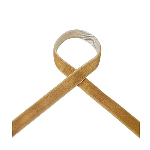Qianf Vintage Khaki Velvet Ribbon, 3/8 Inch X 25Yd #TOP2